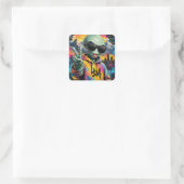 Grappige Alien Vibes Vierkante Sticker (Tas)