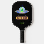 Grappige Alien Vliegende UFO Ruimteschip Game Over Pickleball Paddle (Voorkant)