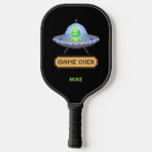 Grappige Alien Vliegende UFO Ruimteschip Game Over Pickleball Paddle (Achterkant)