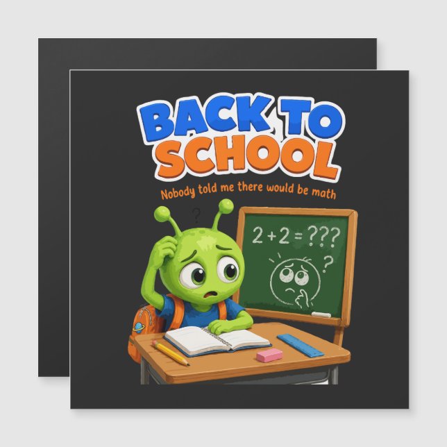 Grappige Alien Wiskunde Struggles Terug naar Schoo (Voorkant / Achterkant)