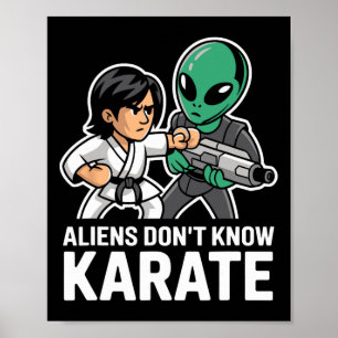 Grappige Aliens Karate Comt Gift Martial Arts Alie Poster