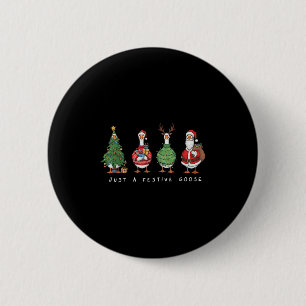 Grappige Alleen Een Feestelijke Gans Kerstman Rend Ronde Button 5,7 Cm