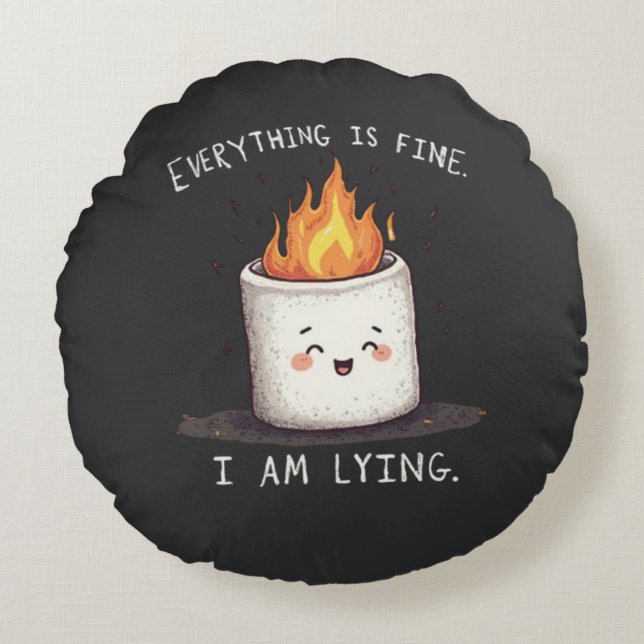 Grappige Alles is Goed Liggende Marshmallow Kussen (Voorkant)
