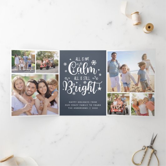 Grappige Alles is niet rustig Fotocollage Drieluik Wenskaart (Binnen)