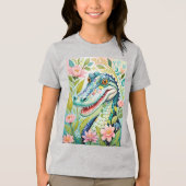 Grappige Alligator Bloemenmozaïek Tri-Blend Shirt (Voorkant)