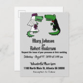 Grappige Alligator bruid en bruidegom bruiloft uit Uitnodiging Briefkaart (Voorkant / Achterkant)