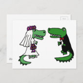 Grappige alligator bruid en bruidegom Cartoon Briefkaart (Voorkant / Achterkant)