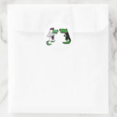 Grappige alligator bruid en bruidegom Cartoon Ronde Sticker (Tas)
