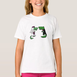 Grappige alligator bruid en bruidegom Cartoon T-shirt