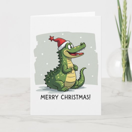 Grappige Alligator Christmas Kaart (Voorkant)