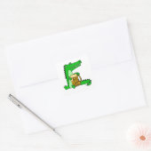 Grappige Alligator Drink Bier Cartoon Vierkante Sticker (Envelop)