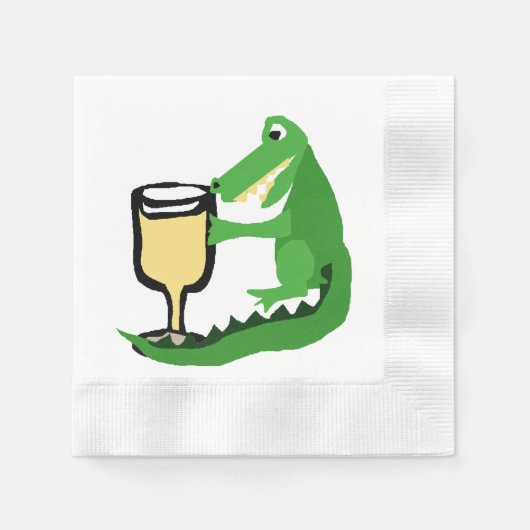 Grappige alligator Drink glas witte wijn Servet (Voorkant)