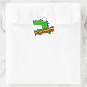 Grappige Alligator Eating Bacon Artwork Vierkante Sticker (Tas)