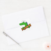Grappige Alligator Eating Bacon Artwork Vierkante Sticker (Envelop)