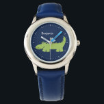 Grappige alligator gepersonaliseerd horloge<br><div class="desc">Dit leuke horloge heeft een zoete vectorillustratie van een schattige alligator en kan worden gepersonaliseerd met de naam van uw kind,  monogram,  initiaal of elke tekst van uw keuze voor een perfect aangepast cadeau.</div>