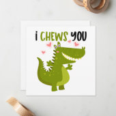 Grappige Alligator Liefdeswoordspeling Notitiekaartje (Voorkant / Achterkant in situ)
