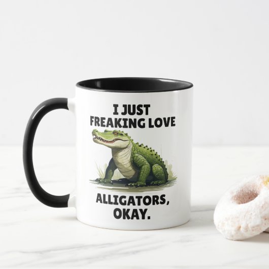 Grappige Alligator Liefhebber Mok Reptiel Liefhebb (Met donut)