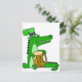 Grappige alligator met bier St. Patrick's Day Art Briefkaart (Staand voorkant)