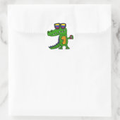 Grappige alligator met mobiele telefoon ronde sticker (Tas)