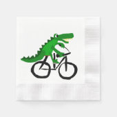 Grappige Alligator rijfiets Servetten (Voorkant)