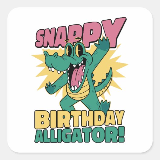 Grappige Alligatorliefhebber en Verjaardag Krokodi Vierkante Sticker (Voorkant)