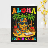 Grappige Aloha 4e klas leerling eerste schooldag Kaart (Gele Bloem)