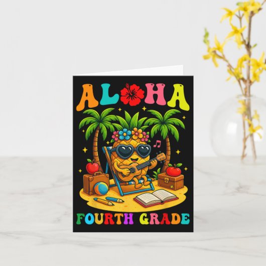 Grappige Aloha 4e klas leerling eerste schooldag  Kaart (Gele Bloem)