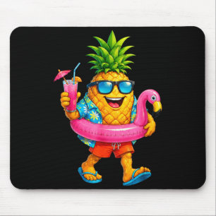 Grappige aloha hawaïaanse ananas roze flamingo vlo muismat