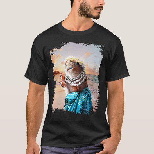 Grappige Aloha Hawaiaanse Kat T-shirt (Voorkant)