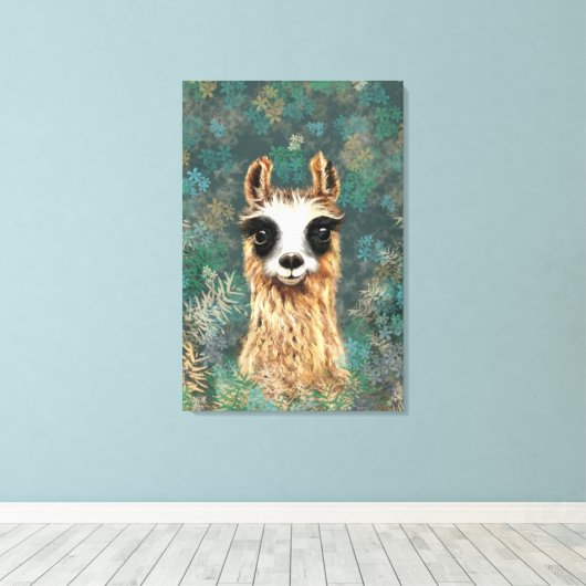 Grappige Alpaca Canvas Print (Insitu (Houten vloer))