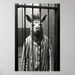 Grappige Alpaca Gevangenis Print Vintage Dieren Fo