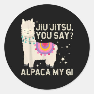 Grappige Alpaca Jiujitsu Martial Arts Braziliaans  Ronde Sticker