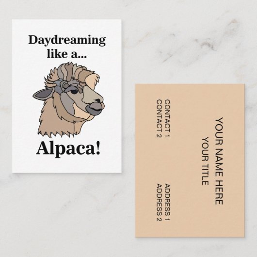Grappige Alpaca Lama Dier Visitekaartje (Voorkant / Achterkant)