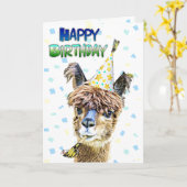 Grappige Alpaca Llama Humor verjaardag Kaart (Gele Bloem)