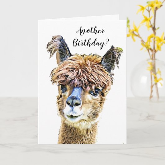 Grappige Alpaca Llama Humor verjaardag Kaart (Gele Bloem)