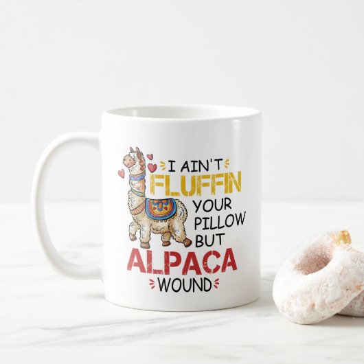 Grappige Alpaca Wond Llama Verpleegkundige Geschen Koffiemok (Met donut)
