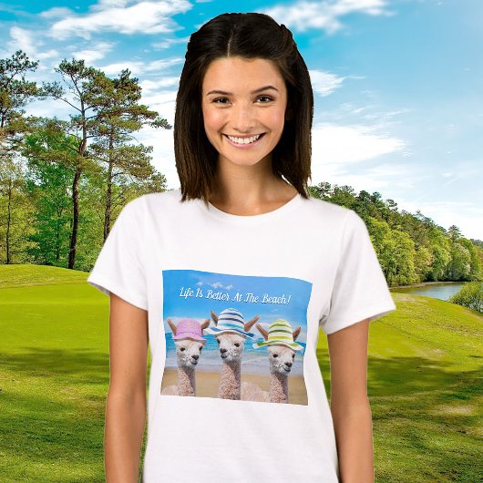 Grappige alpaca's op het strand in Petten, uw beri T-shirt