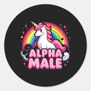 Grappige Alpha Man Iroische Sarcastische Humoristi Ronde Sticker