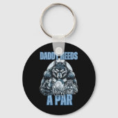 Grappige Alpha Wolf Daddy Needs A Par Meme Cringe Sleutelhanger (Voorkant)