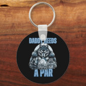 Grappige Alpha Wolf Daddy Needs A Par Meme Cringe Sleutelhanger (Voorkant)