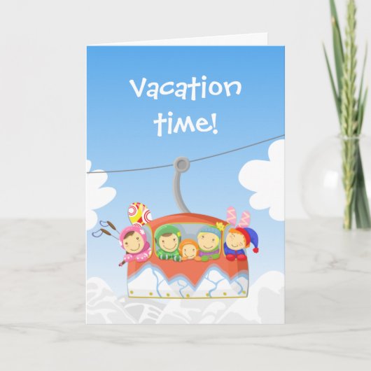 Grappige alpine lift met sportief wenskaart kaart (Voorkant)