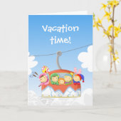 Grappige alpine lift met sportief wenskaart kaart (Gele Bloem)