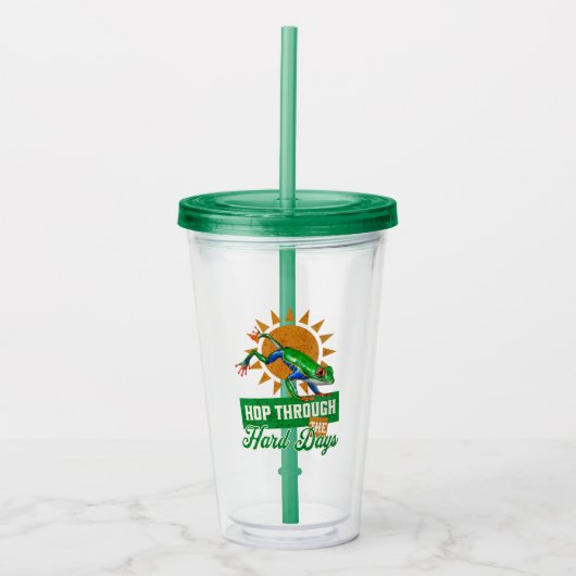 Grappige Amazone Boomkikker Frogcore Positieve Quo Acryl Drinkbeker (Voorkant)