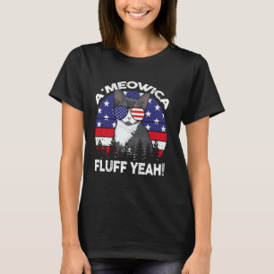Grappige A'meowica Fluff Yeah Tuxedo Kat 4 juli T-shirt