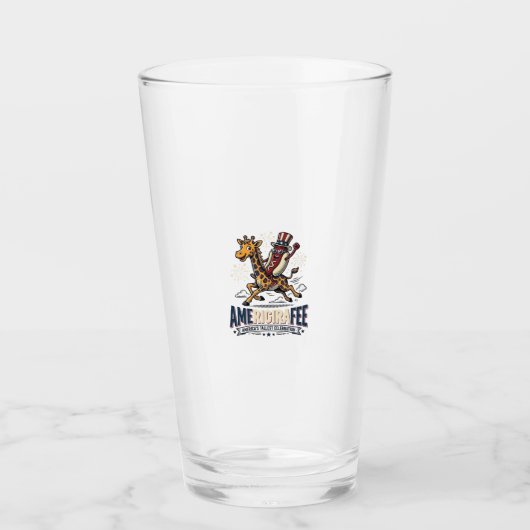 Grappige Amerigiraffee Patriottische Giraffe Hot D Glas (Voorkant)