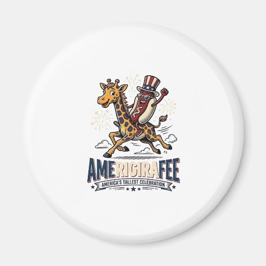 Grappige Amerigiraffee Patriottische Giraffe Hot D Magneet (Voorkant)