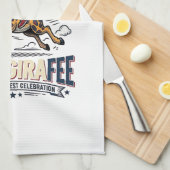 Grappige Amerigiraffee Patriottische Giraffe Hot D Theedoek (Quarter Fold)