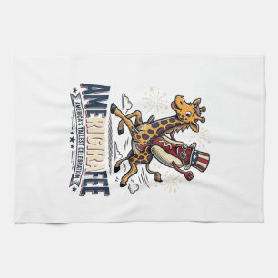 Grappige Amerigiraffee Patriottische Giraffe Hot D Theedoek