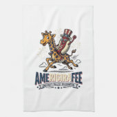 Grappige Amerigiraffee Patriottische Giraffe Hot D Theedoek (Verticaal)