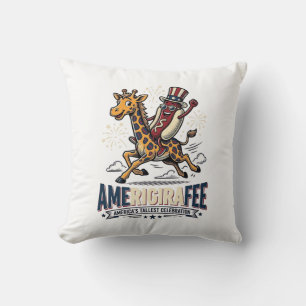 Grappige Amerigiraffee Patriottische Giraffe Hotdo Kussen